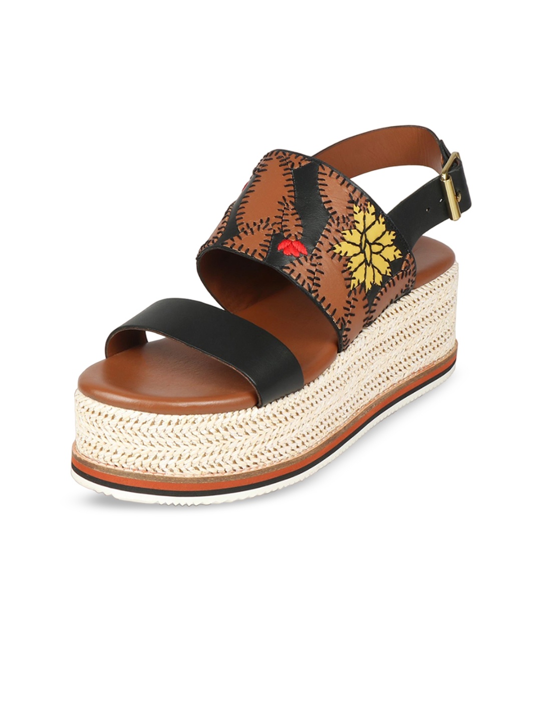 

Hidesign Printed Flatform Heels With Backstrap, Black