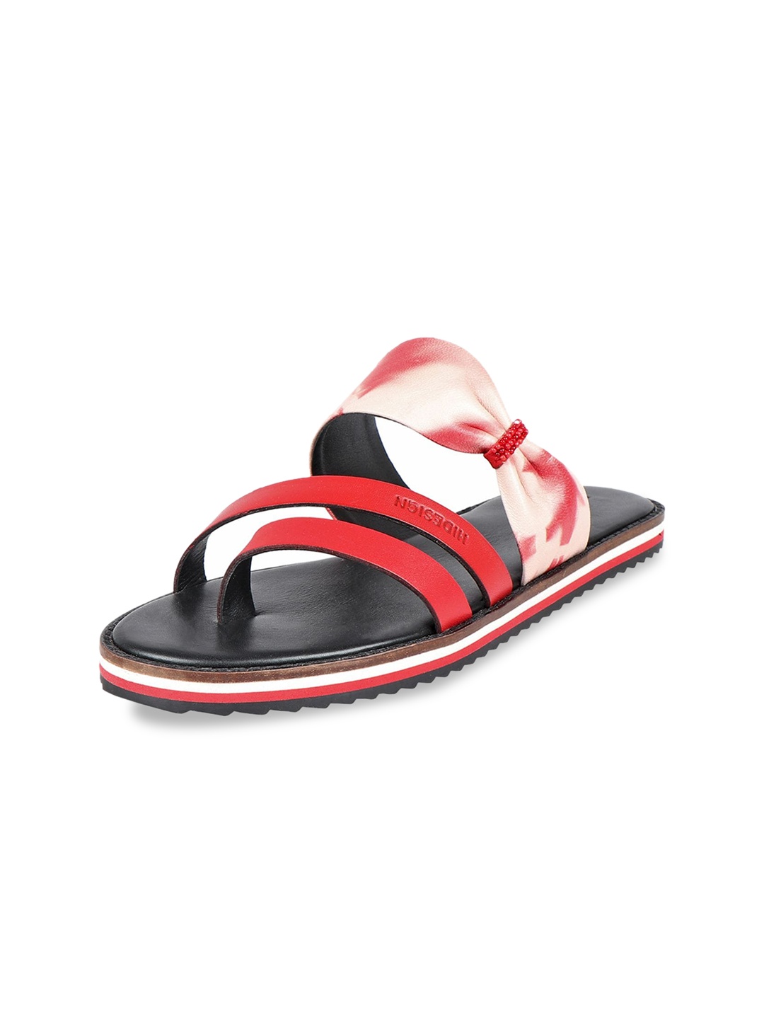

Hidesign Chrissie Printed Leather Open Toe Flats, Red