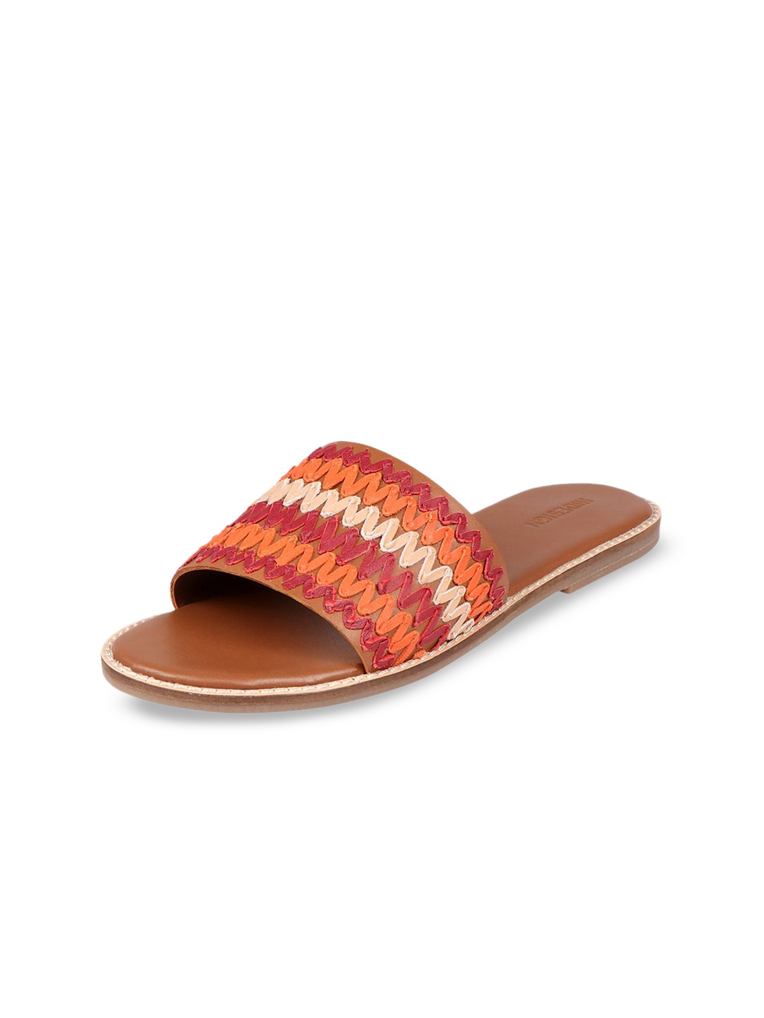 

Hidesign ZIGGY Textured Leather Open Toe Flats, Tan
