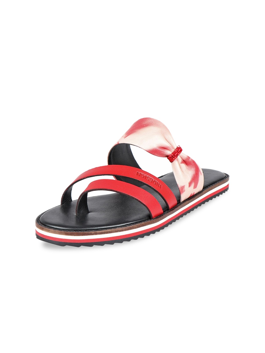 

Hidesign Chrissie Printed Leather Open Toe Flats, Red