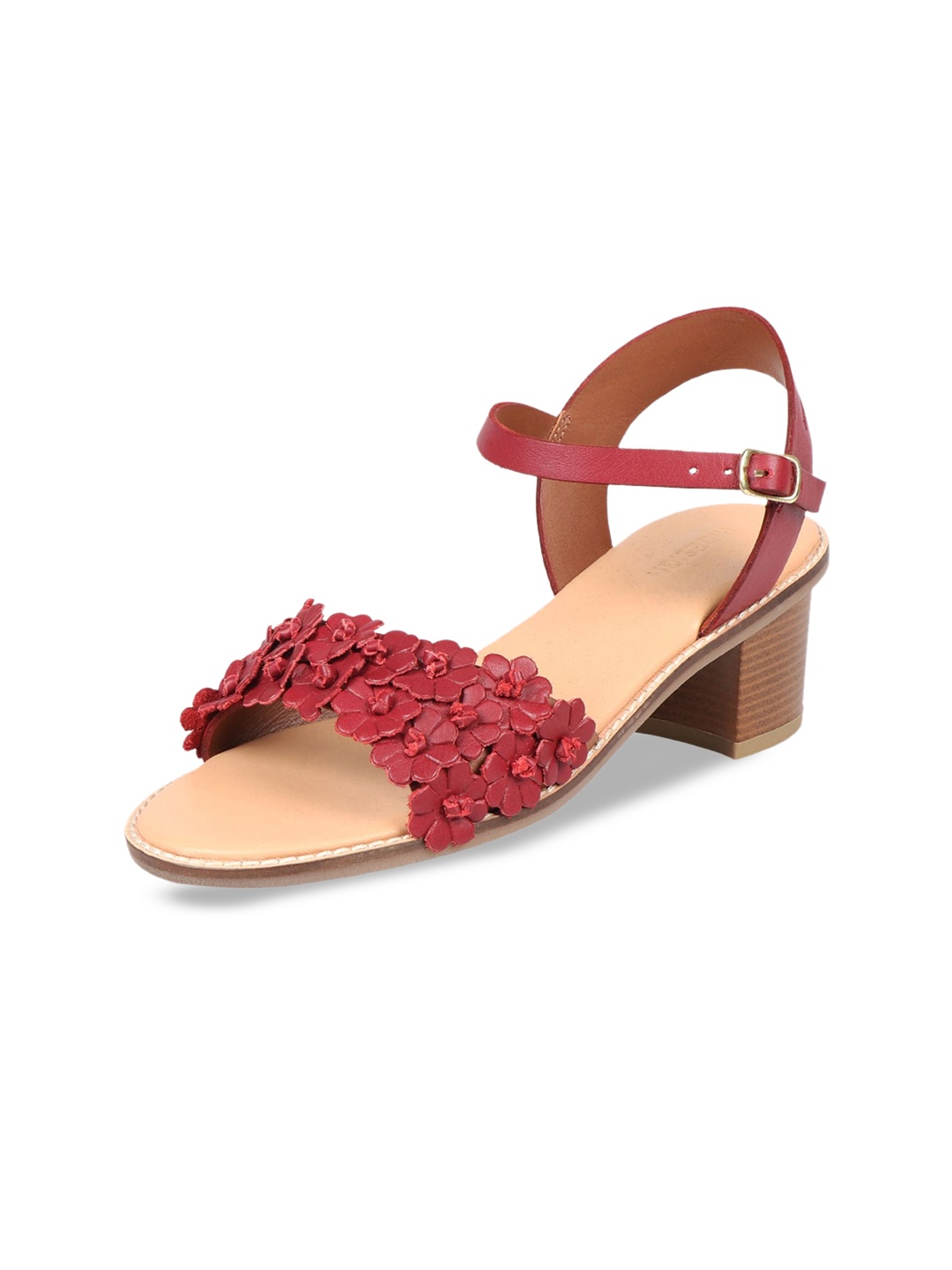 

Hidesign Aretha Embellished Leather Block Heels, Red