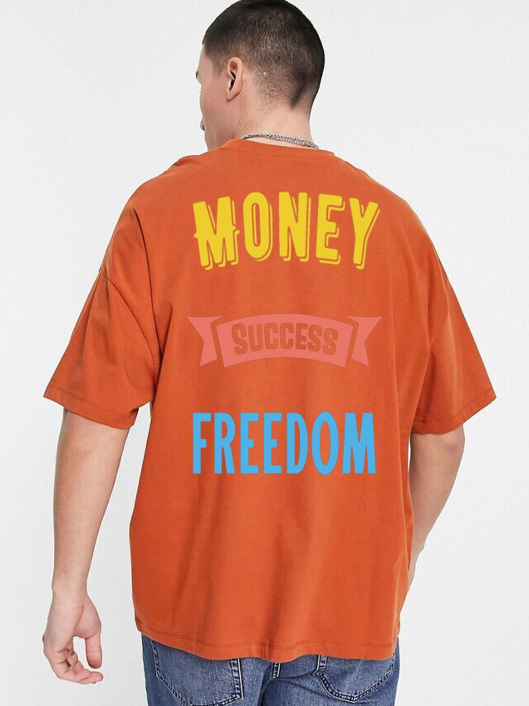 

Imsa Moda Typography Printed Oversized Longline Cotton T-shirt, Orange
