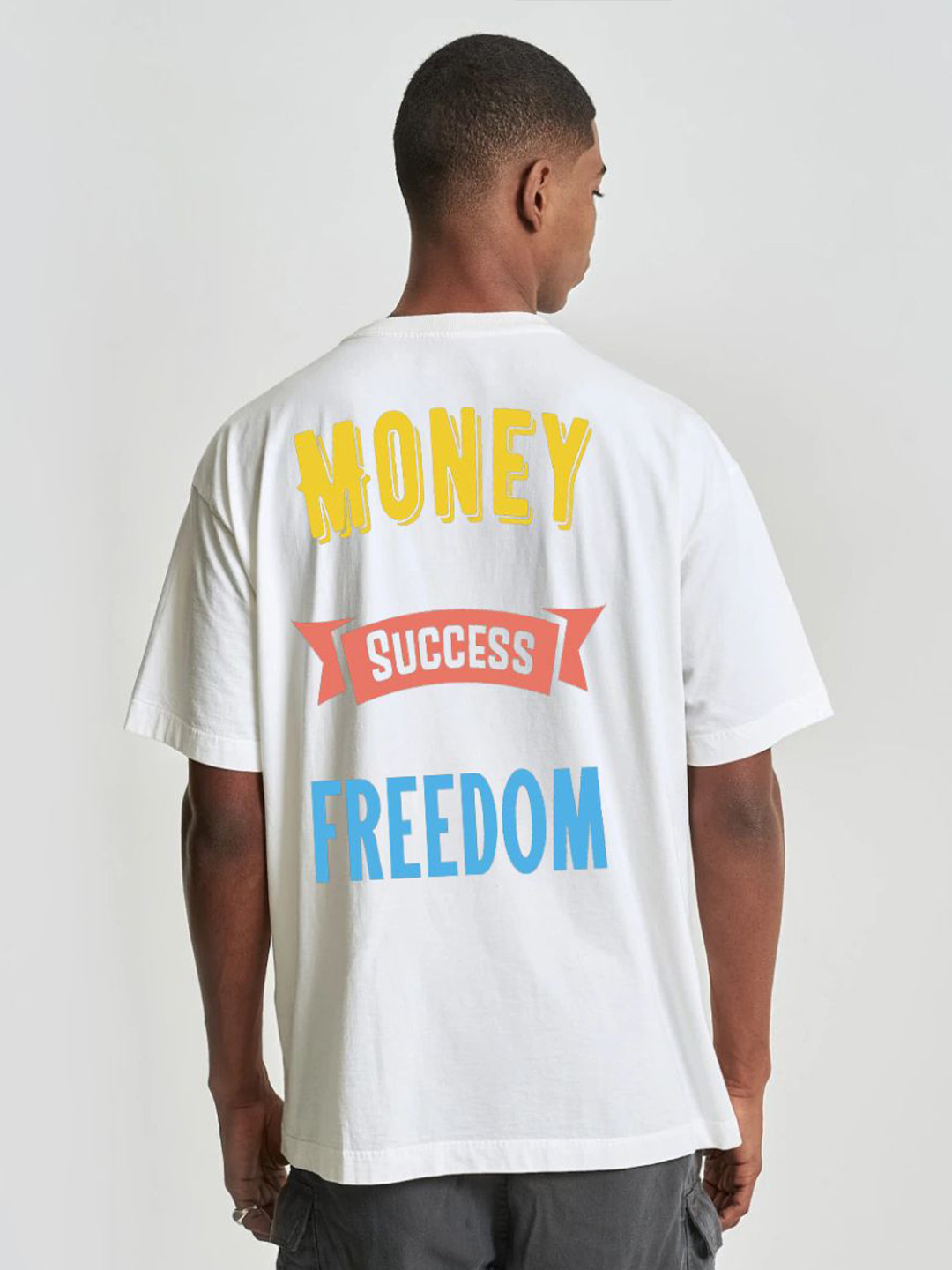 

Imsa Moda Typography Printed Drop-Shoulder Oversized Cotton T-shirt, White