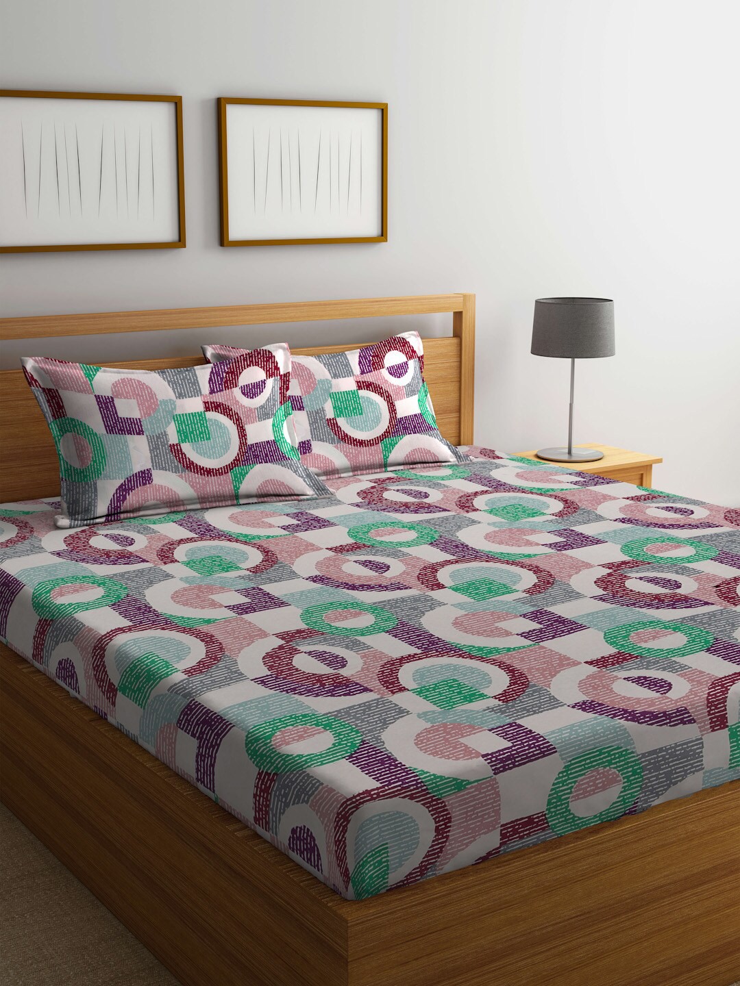 

BOMBAY DYEING SilverBell 120TC One Double Bed Sheet With Two Pillow Cover, Green