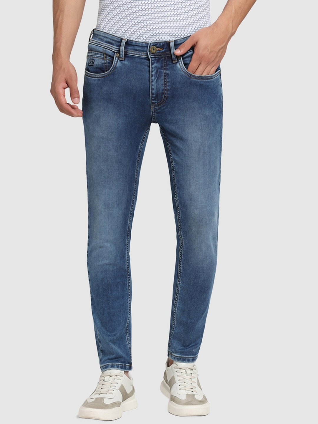 

Blackberrys Men Jean Skinny Fit Low Rise Clean Look Heavy Fade Jeans, Blue