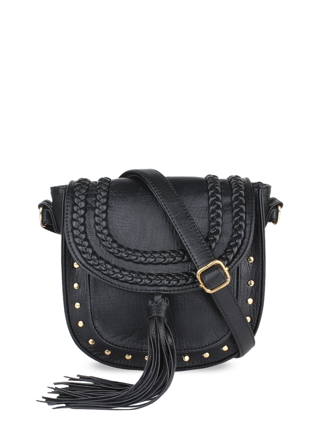 

Mast & Harbour Textured Structured Sling Bag With Tasselled, Black