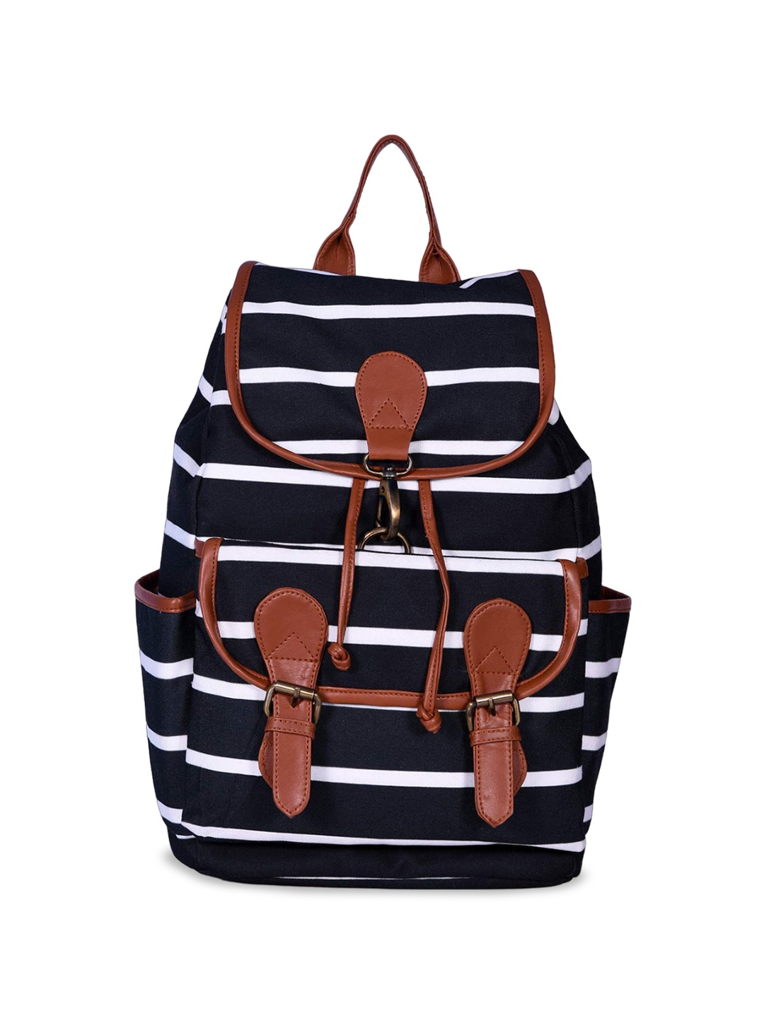 Mast & Harbour Striped Canvas Backpack, Black