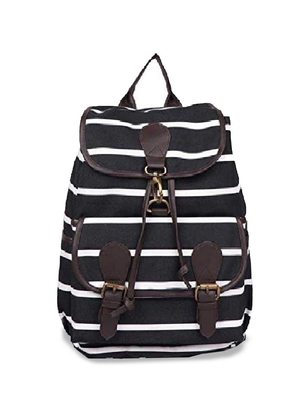

Mast & Harbour Striped Canvas Backpack, Black