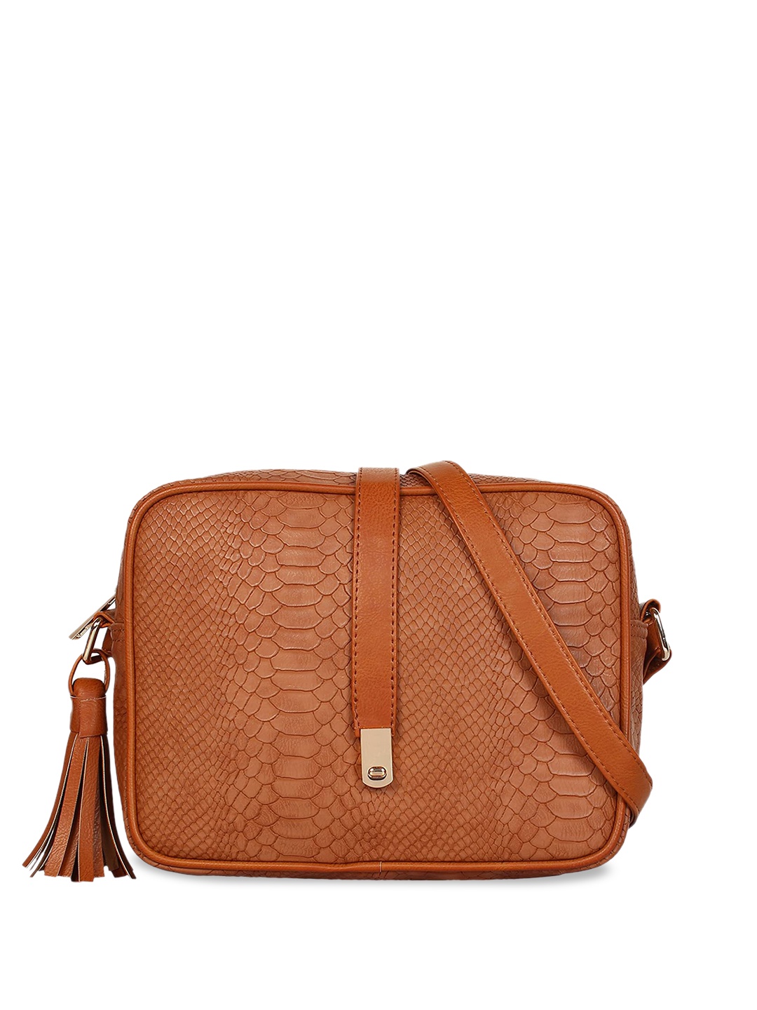 

Mast & Harbour Textured Structured Sling Bag With Tasselled, Tan