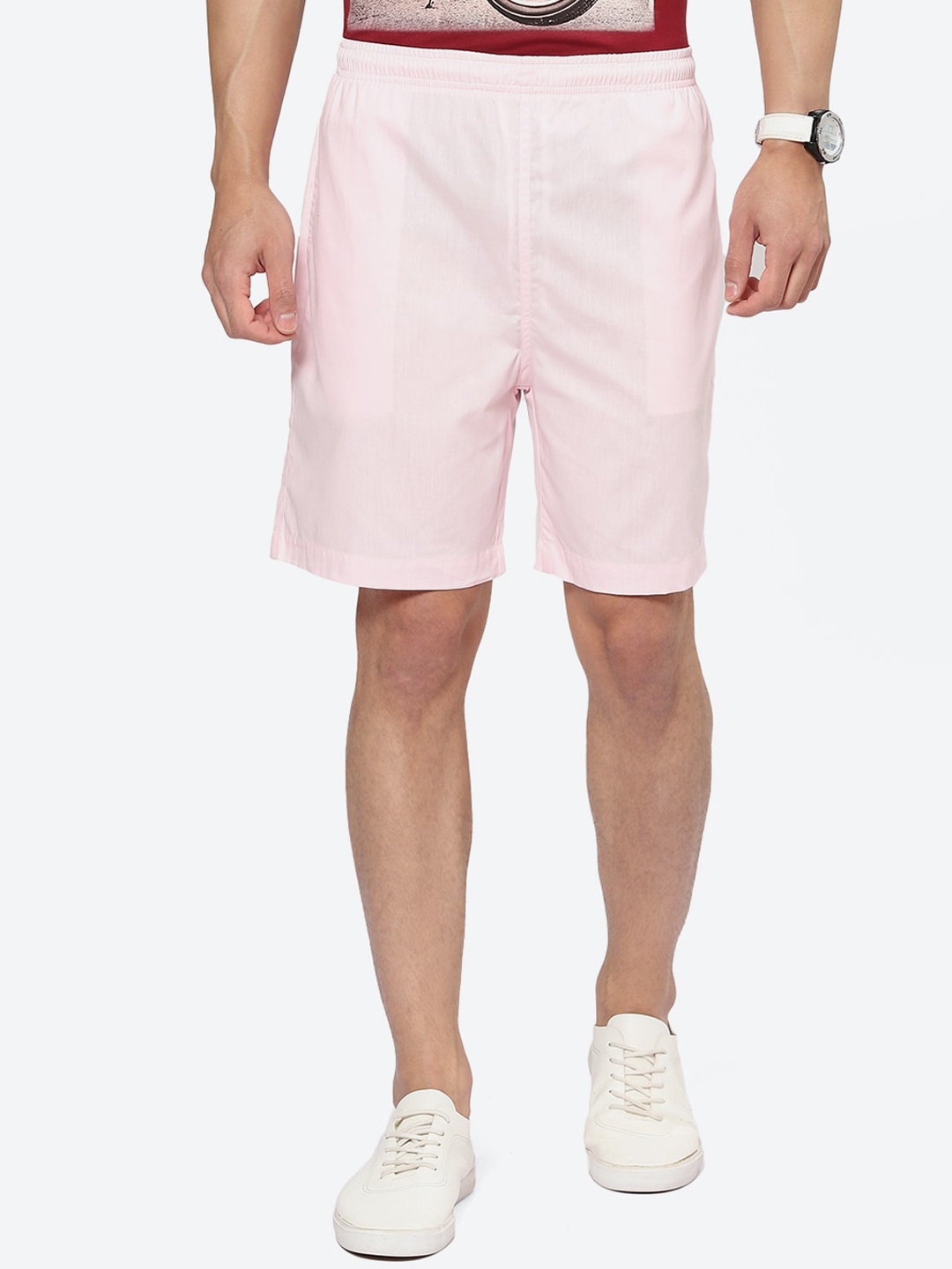 

2Bme Men Mid-Rise Cotton Shorts, Pink