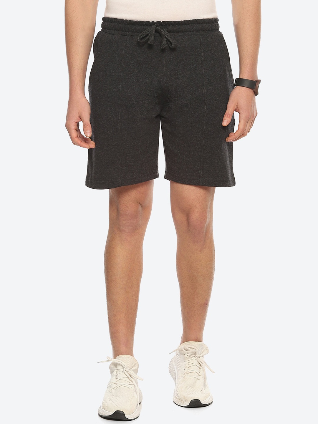 

2Bme Men Mid-Rise Cotton Shorts, Grey melange