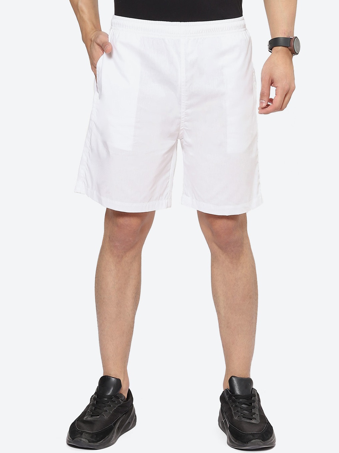 

2Bme Men Mid-Rise Cotton Shorts, White