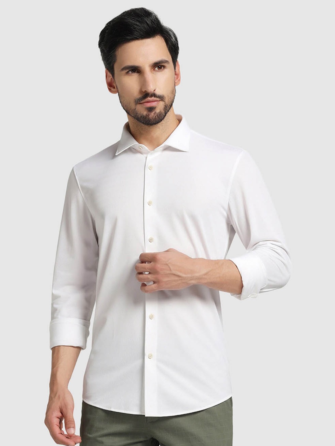 

Blackberrys TechPro Men Casual White Textured Casual Shirts