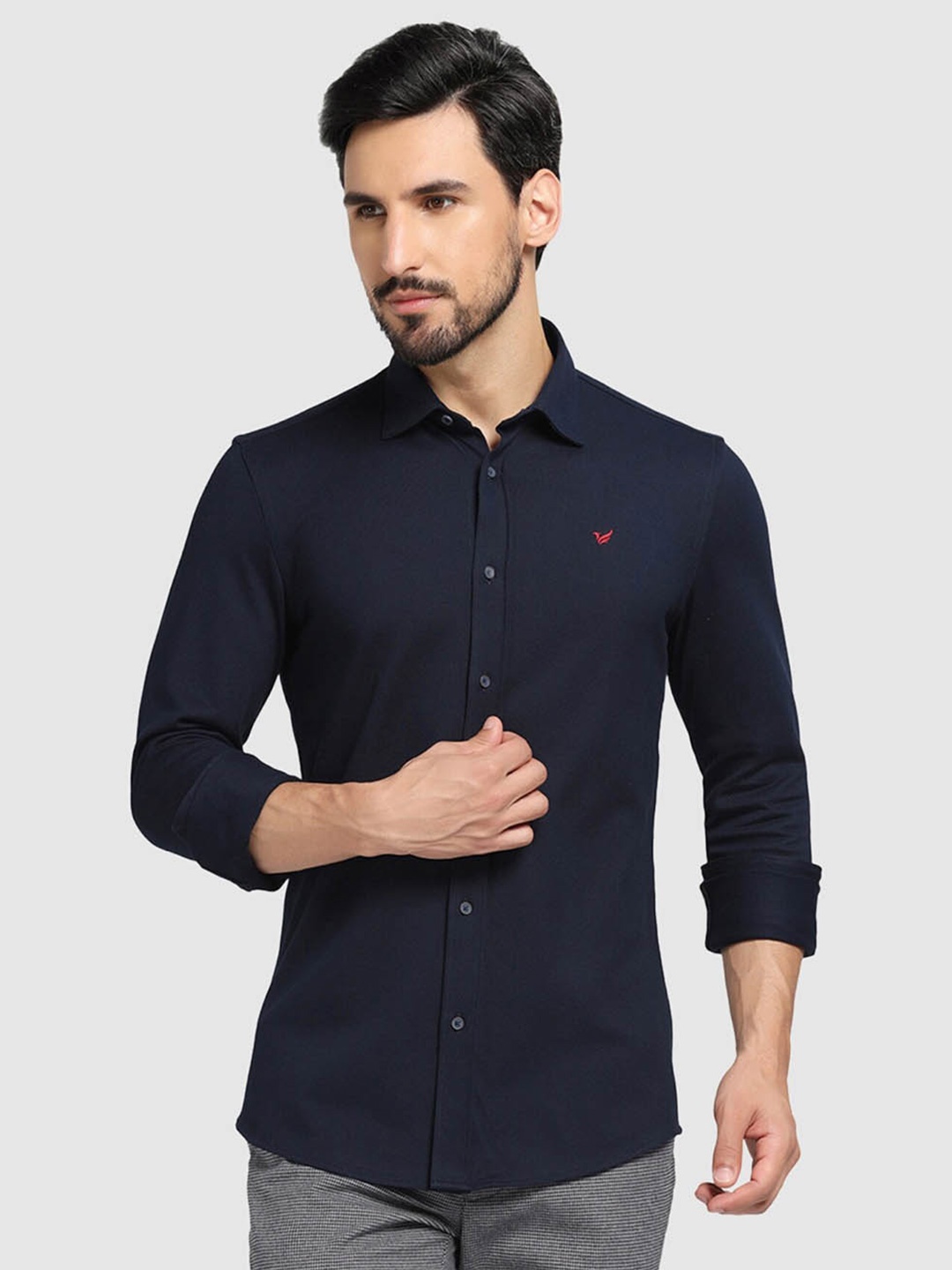 

Blackberrys Straight Slim Fit Cotton Casual Shirt, Navy blue