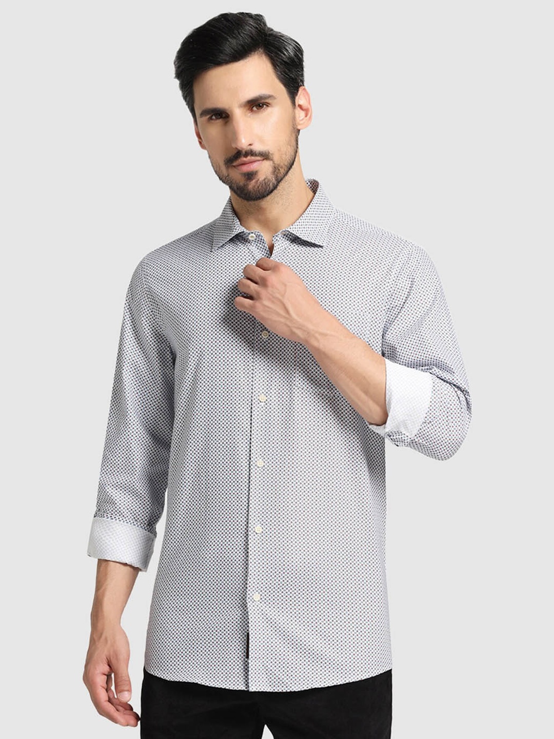 

Blackberrys Straight Slim Fit Opaque Checked Cotton Casual Shirt, Blue
