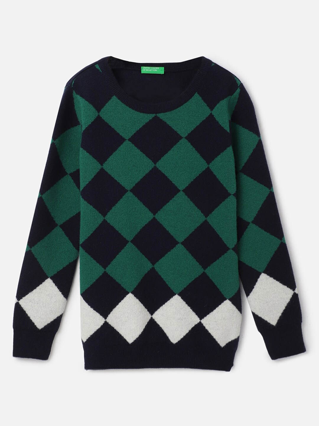 

United Colors of Benetton Boys Geometric Printed Pullover, Green