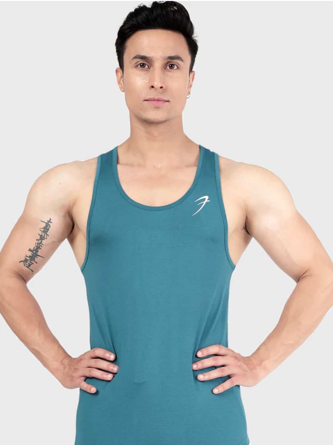 

FUAARK Slim Fit Scoop Neck Sleeveless Innerwear Vests, Teal
