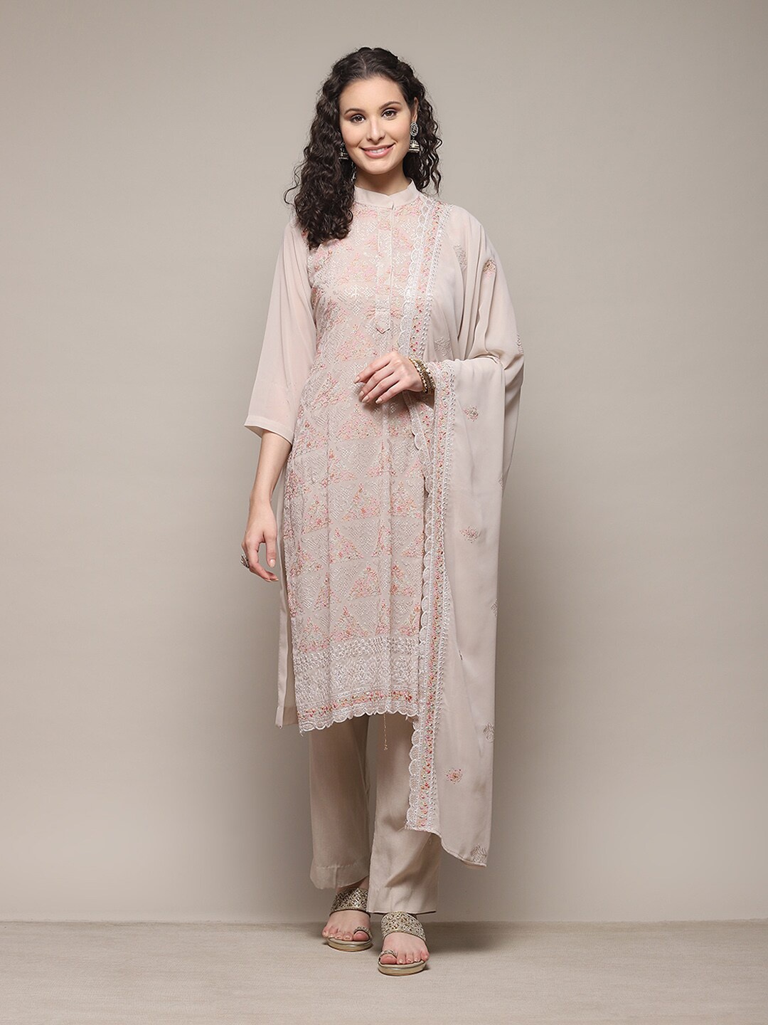 

Biba Ethnic Motifs Embroidered Unstitched Dress Material, Grey