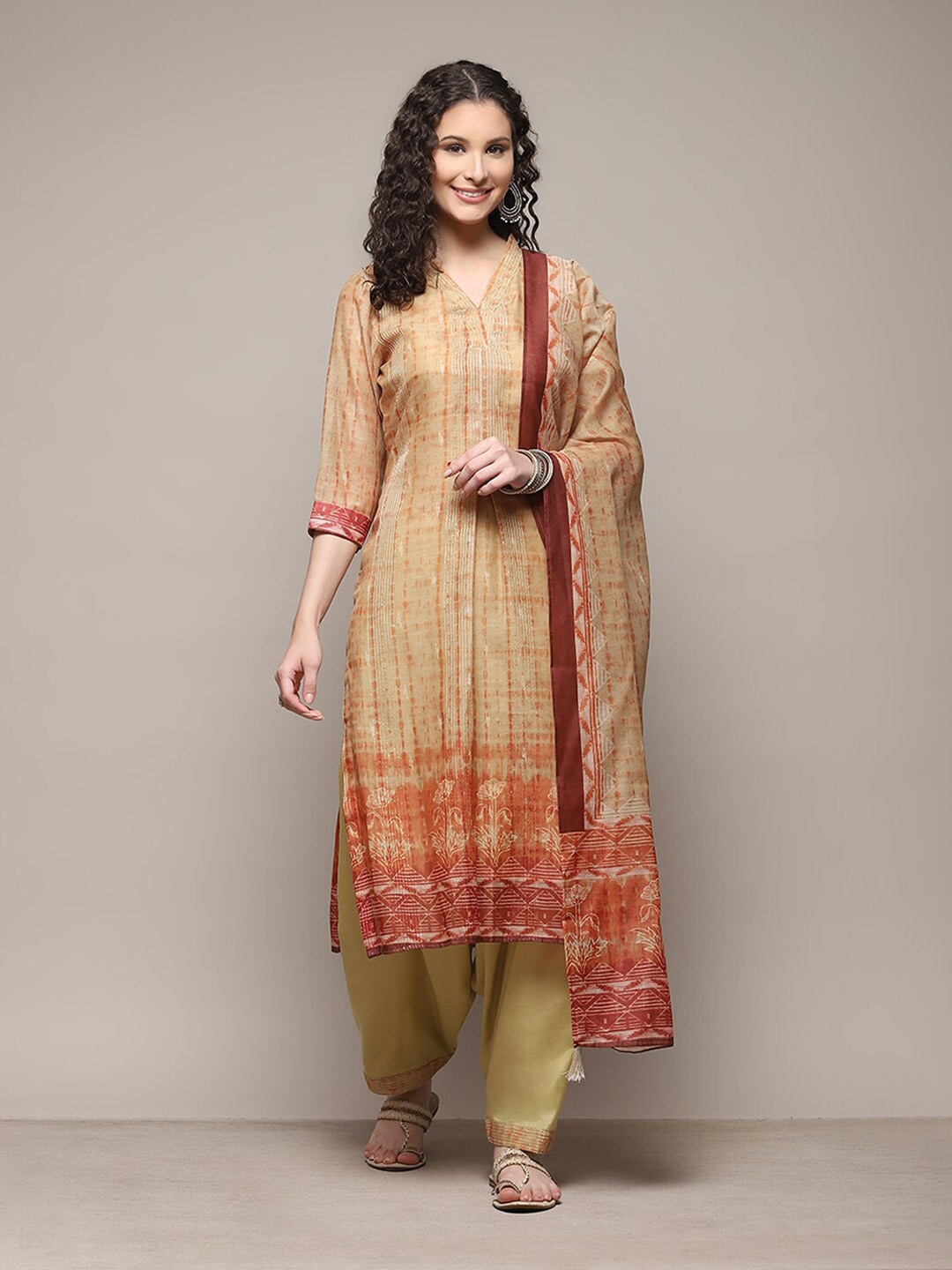 

Biba Abstract Printed Sequinned Unstitched Dress Material, Mustard