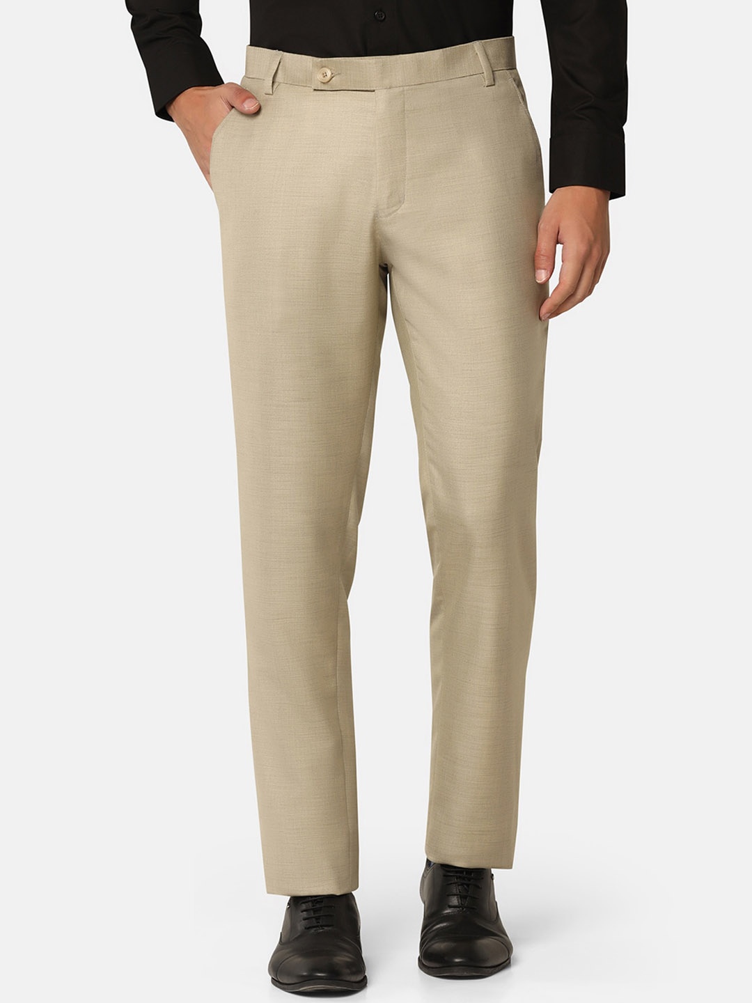 

TAHVO Men Comfort Slim Fit Formal Trousers, Beige