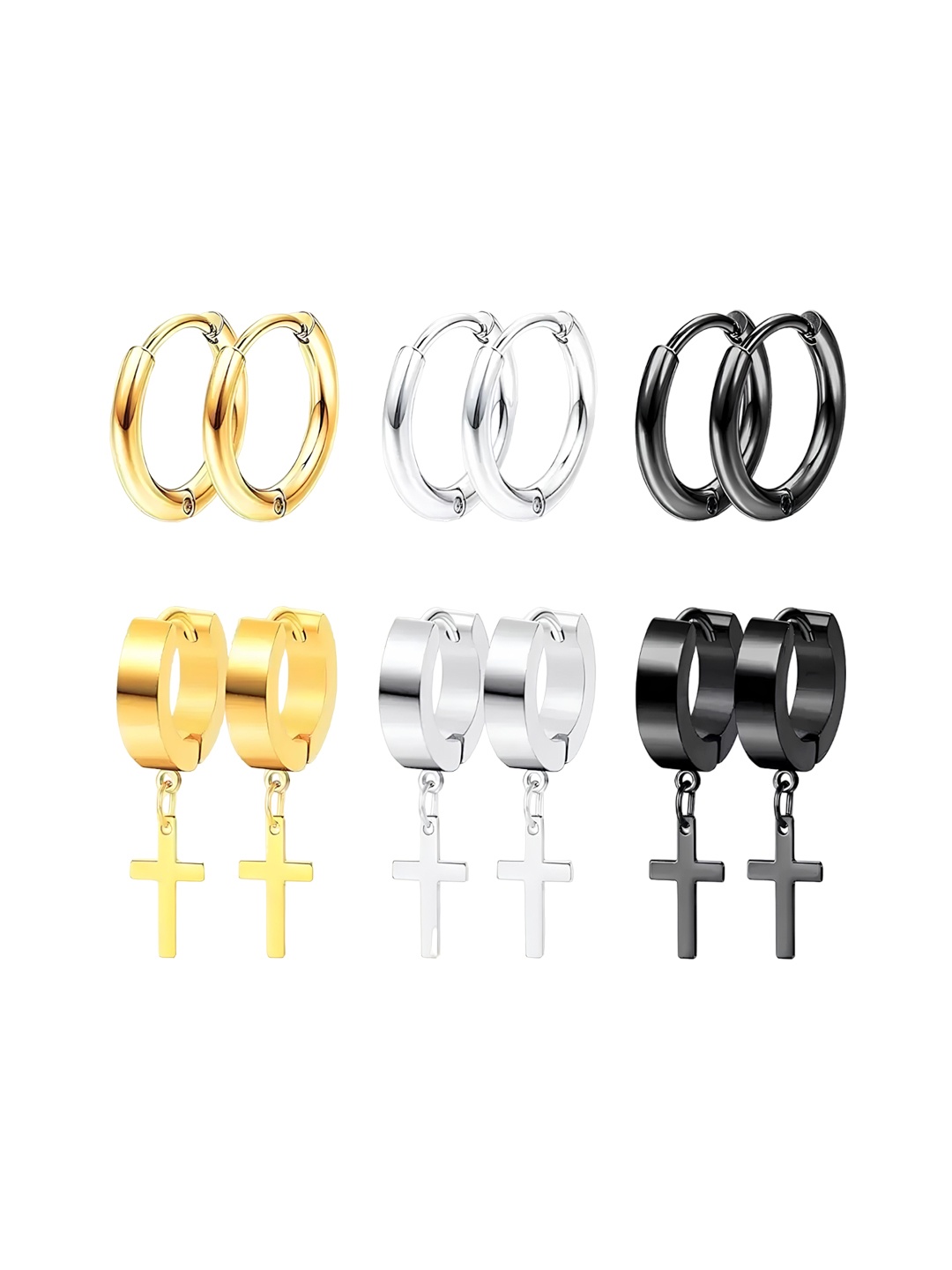 

KARISHMA KREATIONS Men Set Of 6 Contemporary Hoop Earrings, Gold