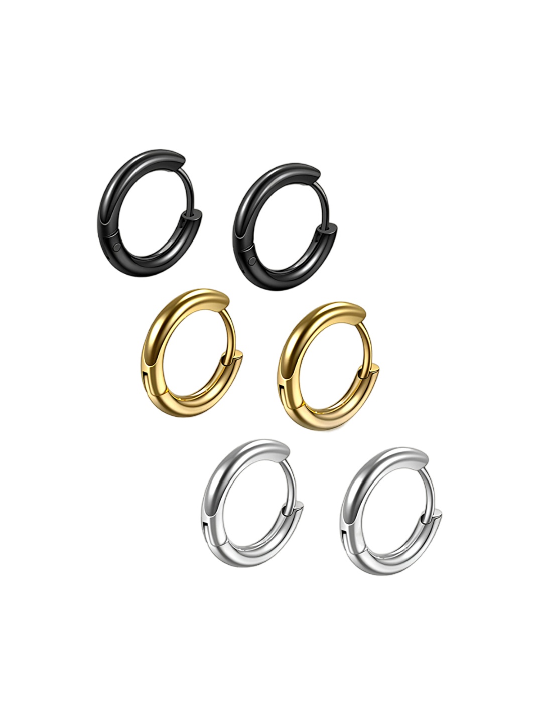 

KARISHMA KREATIONS Set of 3 Contemporary Hoop Earrings, Gold