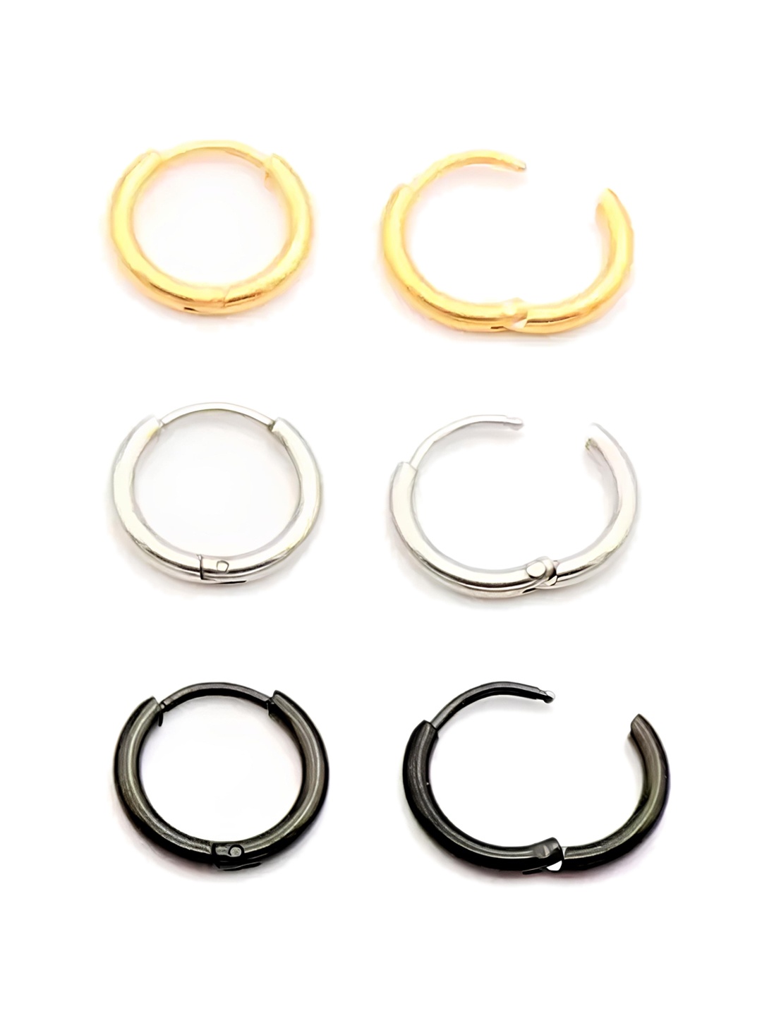 

KARISHMA KREATIONS Set Of 3 Contemporary Hoop Earrings, Gold