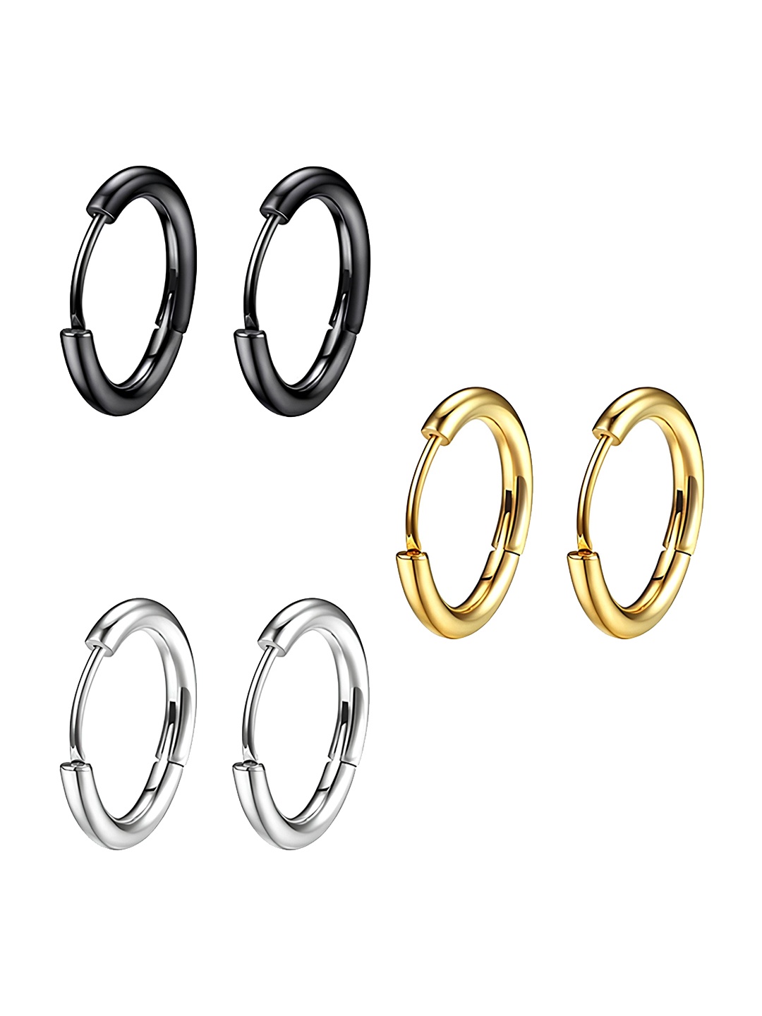 

KARISHMA KREATIONS Set of 3 Stainless Steel Contemporary Hoop Earrings, Gold