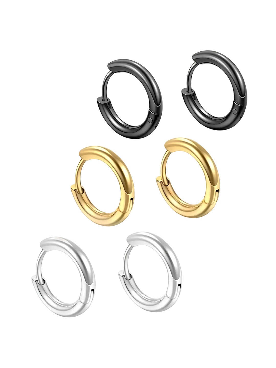 

KARISHMA KREATIONS Set Of 3 Gold-Toned Contemporary Hoop Earrings