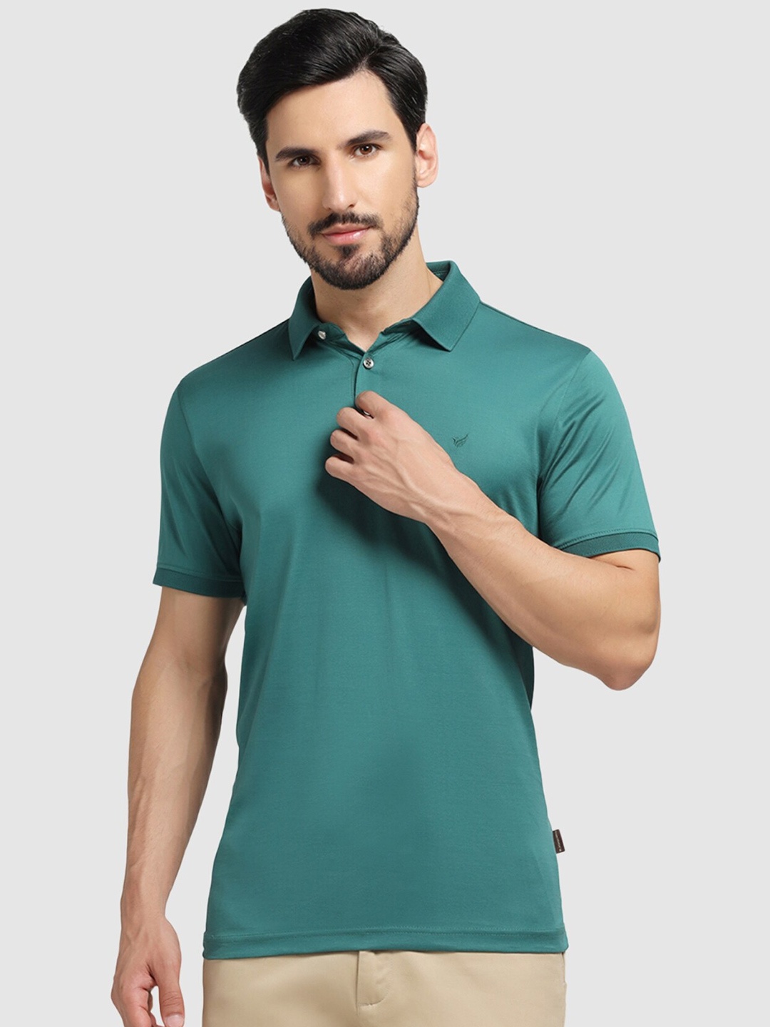 

Blackberrys Polo Collar Slim Fit Pure Cotton T-Shirt, Green