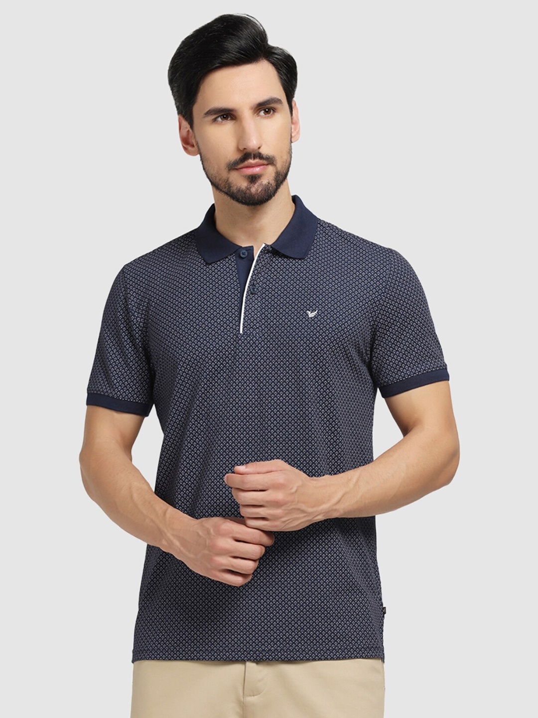 

Blackberrys Micro Ditsy Printed Polo Collar Slim Fit T-Shirt, Navy blue