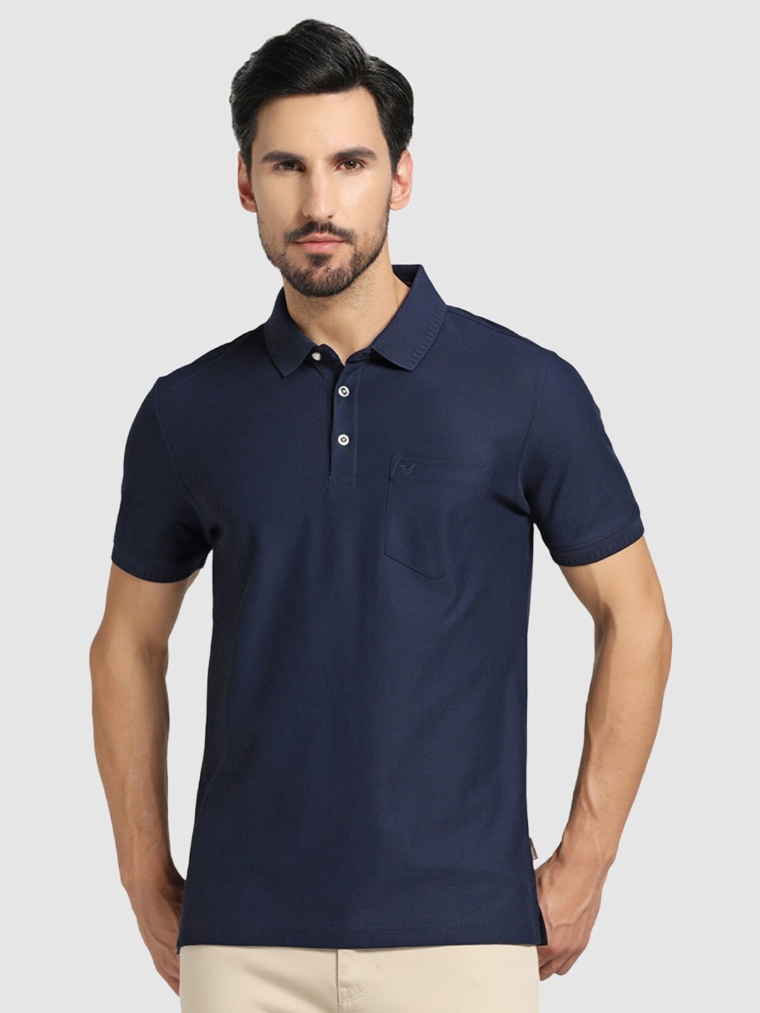 

Blackberrys Polo Collar Slim Fit Pure Cotton T-Shirt, Navy blue