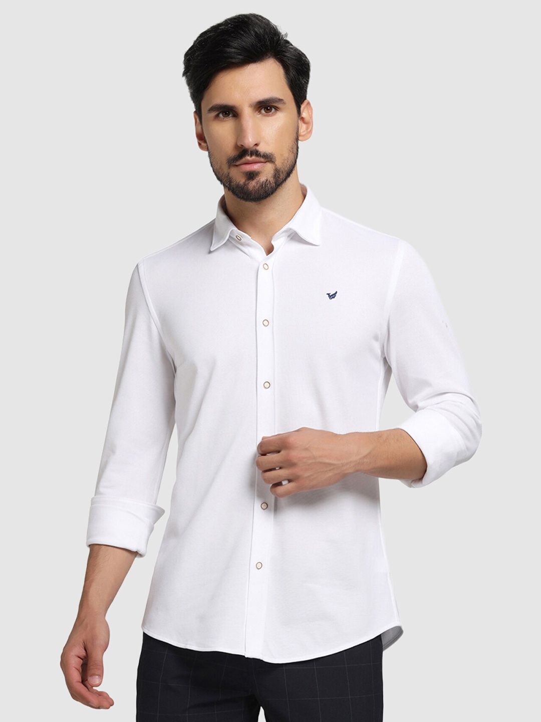 

Blackberrys Straight Slim Fit Spread Collar Pure Cotton Casual Shirt, White