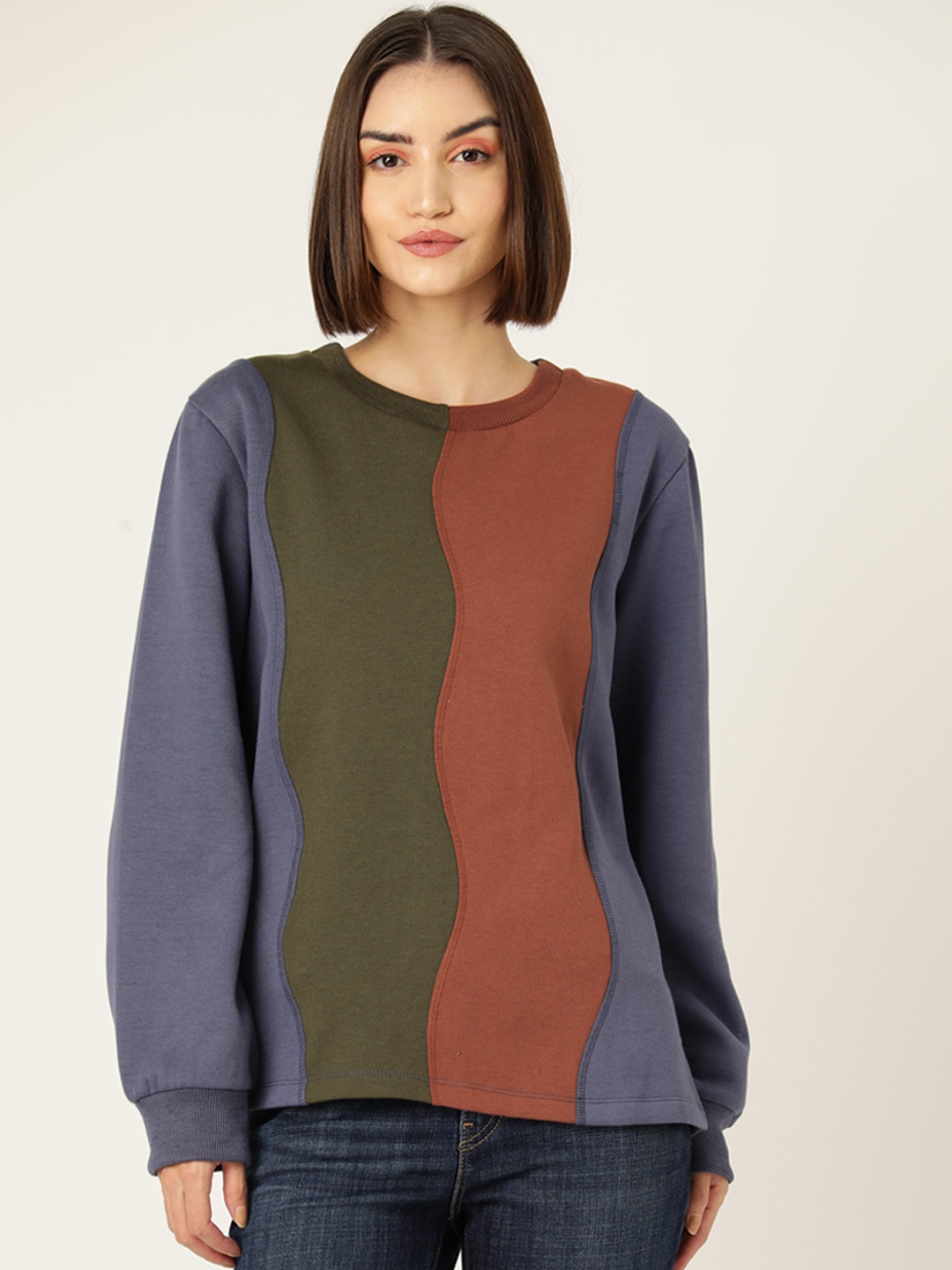 

Rue Collection Colourblocked Longline Fleece Sweatshirt, Blue