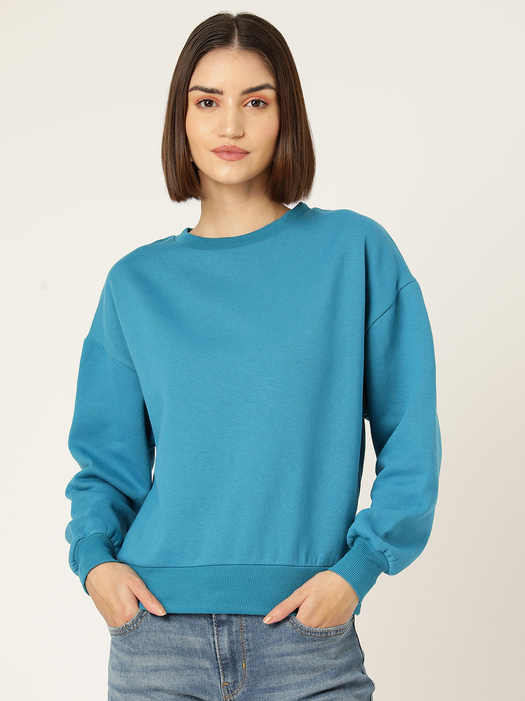 

Rue Collection Solid Fleece Sweatshirt, Turquoise blue