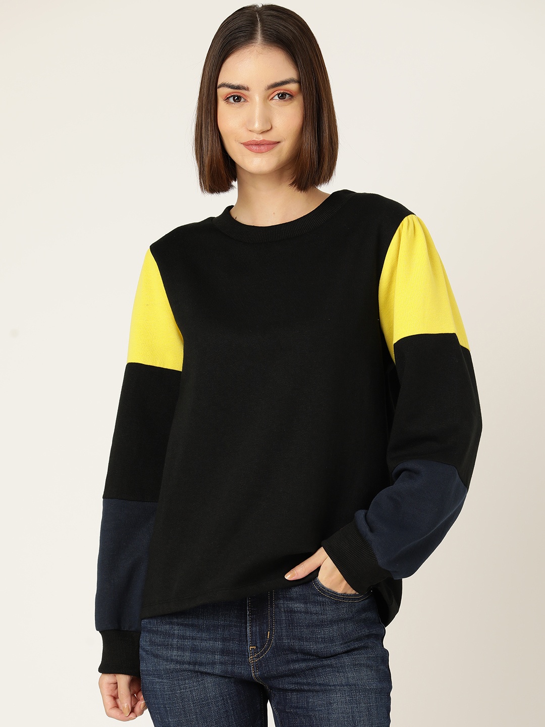 

Rue Collection Colourblocked Fleece Sweatshirt, Black