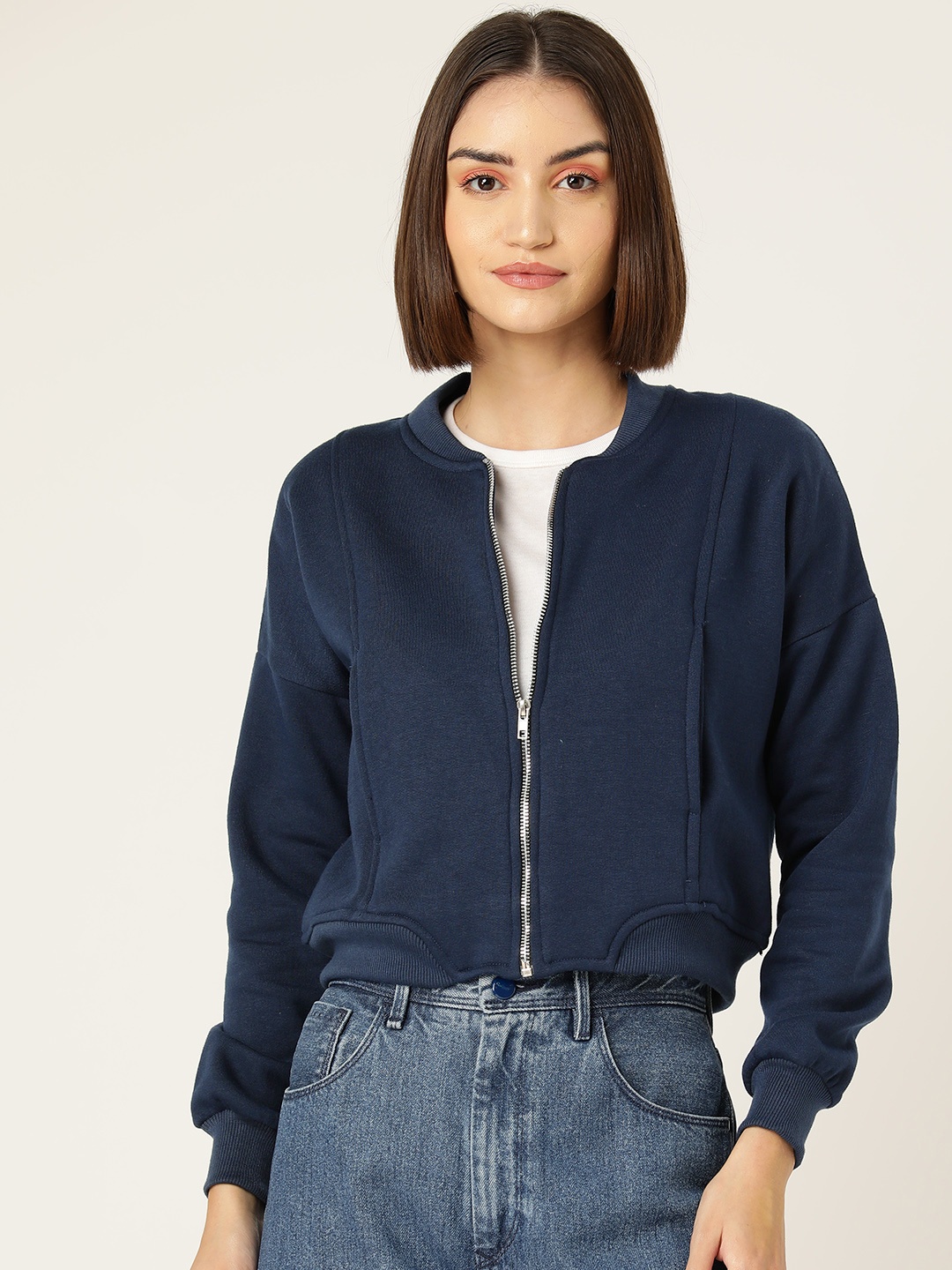 

Rue Collection Mock Collar Fleece Sweatshirt, Navy blue