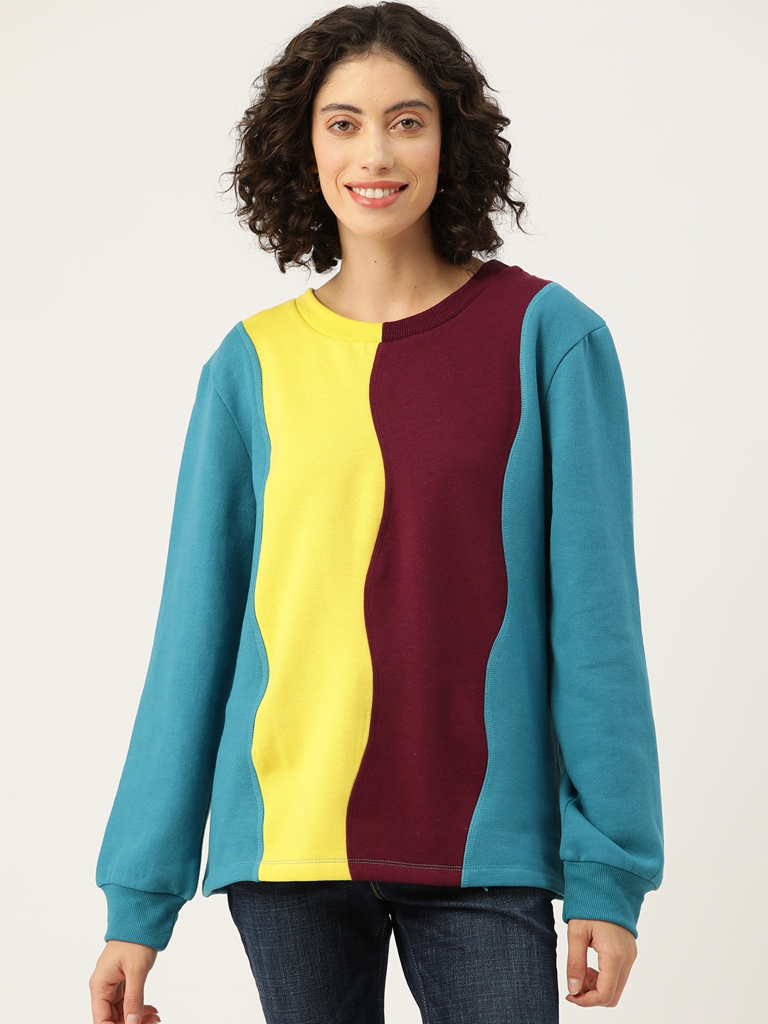 

Rue Collection Colourblocked Longline Fleece Sweatshirt, Blue