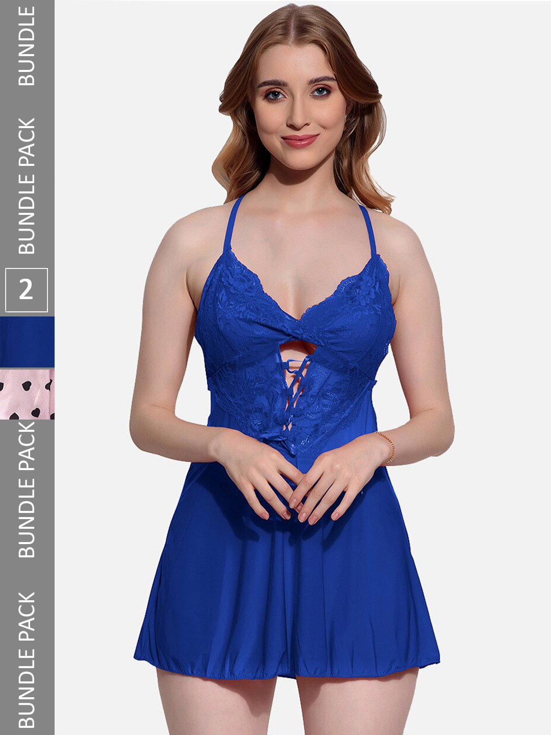 

FIMS Pack of 2 Halter Neck Baby Doll, Blue