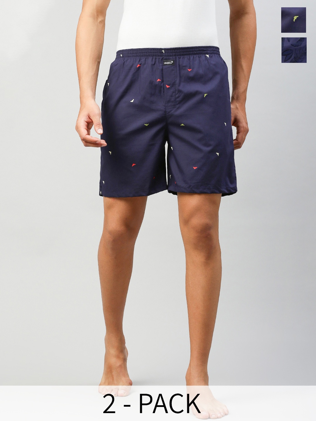 

Ramraj Pack Of 2 Printed Combed Cotton Boxers, Blue
