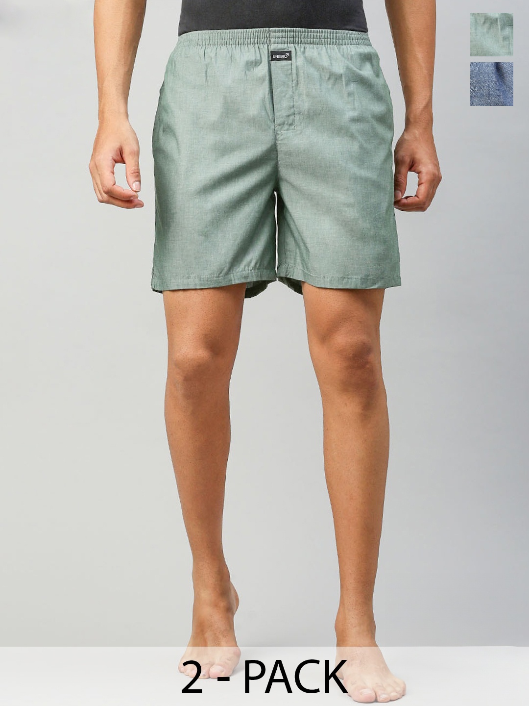 

Ramraj Pack Of 2 Mid-Rise Combed Cotton Boxers UBBOXERWB31WB24, Green