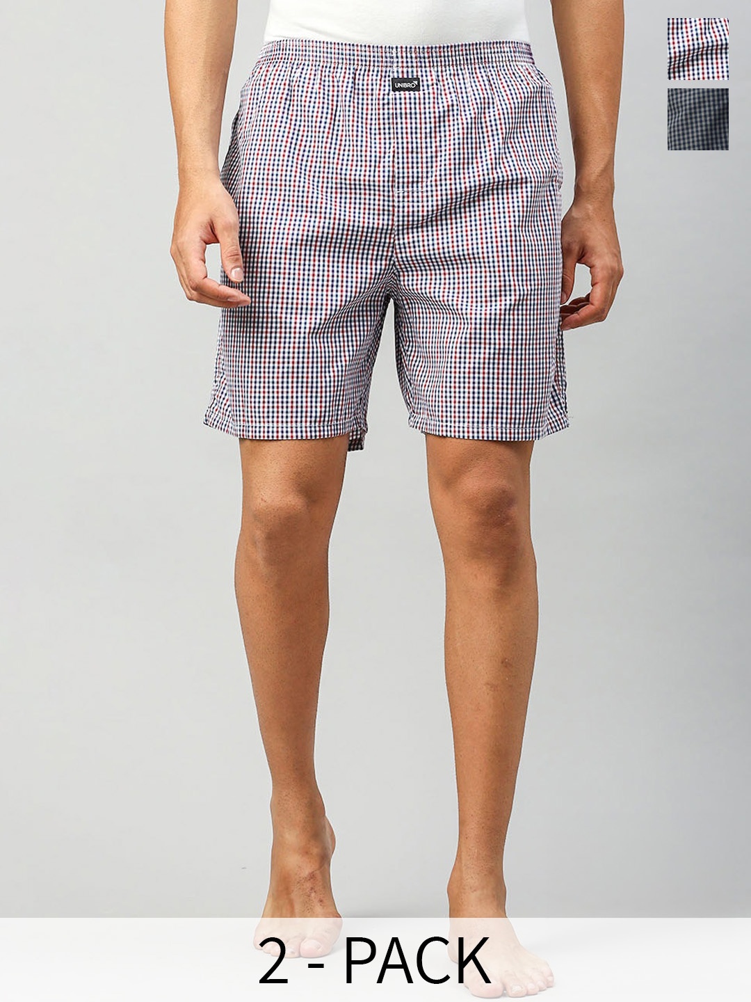 

Ramraj Pack Of 2 Checked Combed Cotton Boxers, Pink