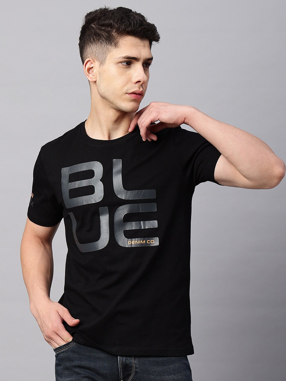 

Blue Buddha Typography Printed Comfort Fit Cotton T-shirt, Black