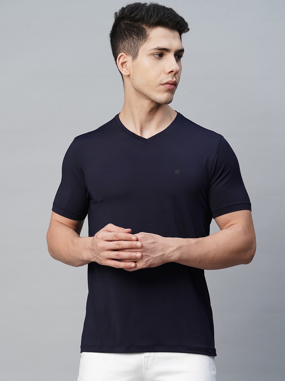 

Blue Buddha V-Neck Cotton Casual T-shirt, Navy blue