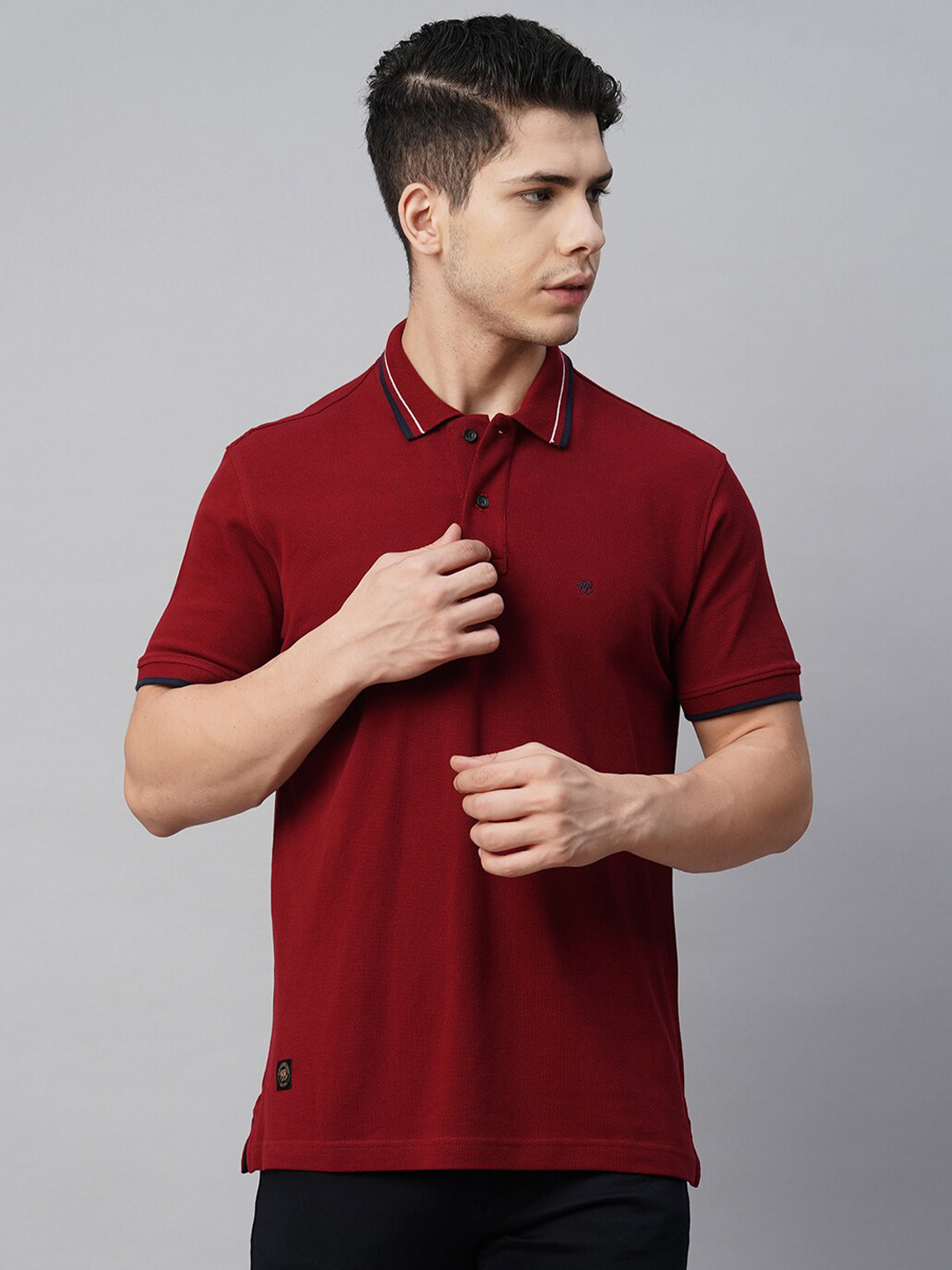 

Blue Buddha Polo Collar Cotton T-shirt, Maroon