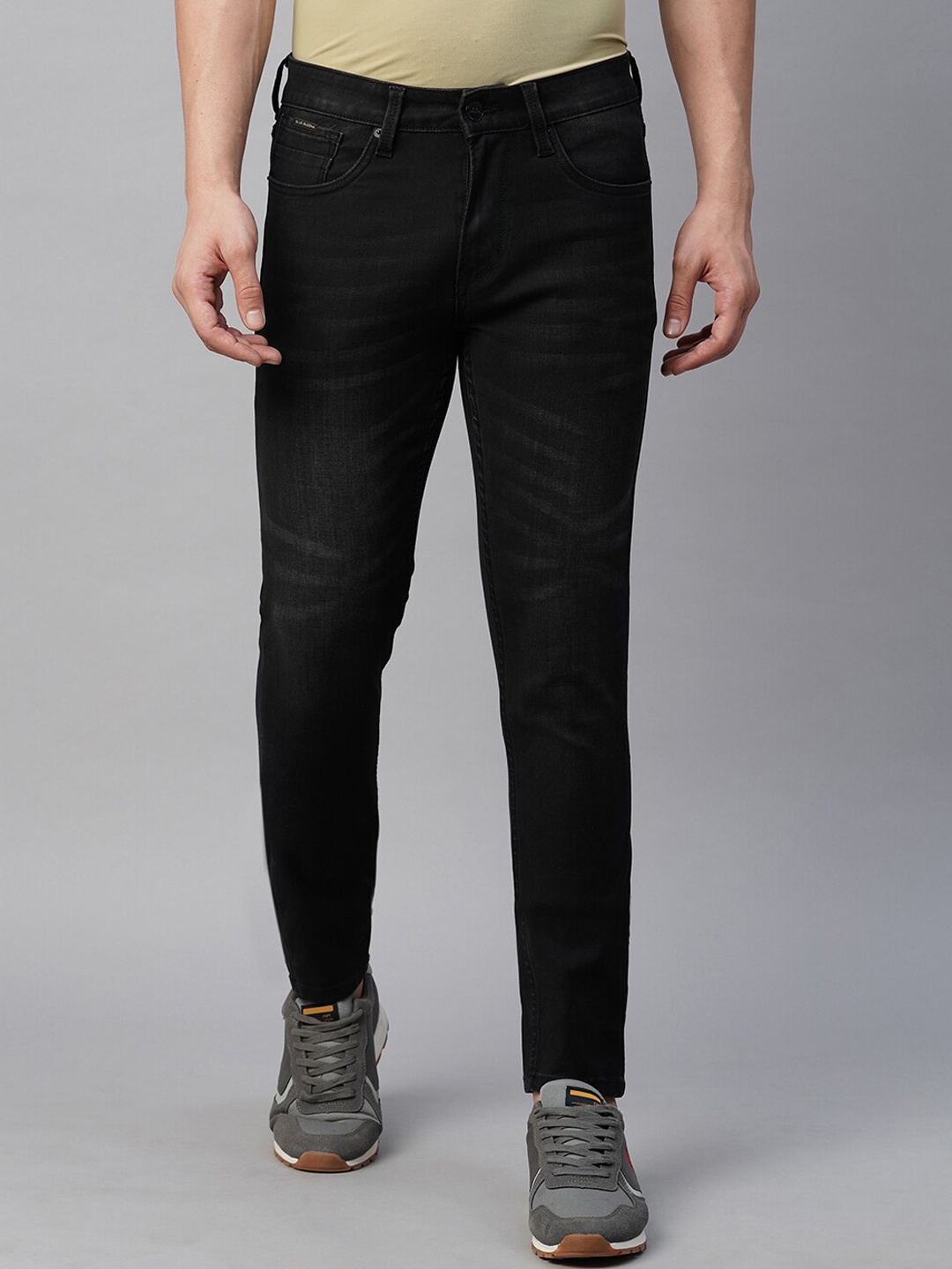 

Blue Buddha Men Mid Rise Clean Look Cotton Skinny Fit Jeans, Black