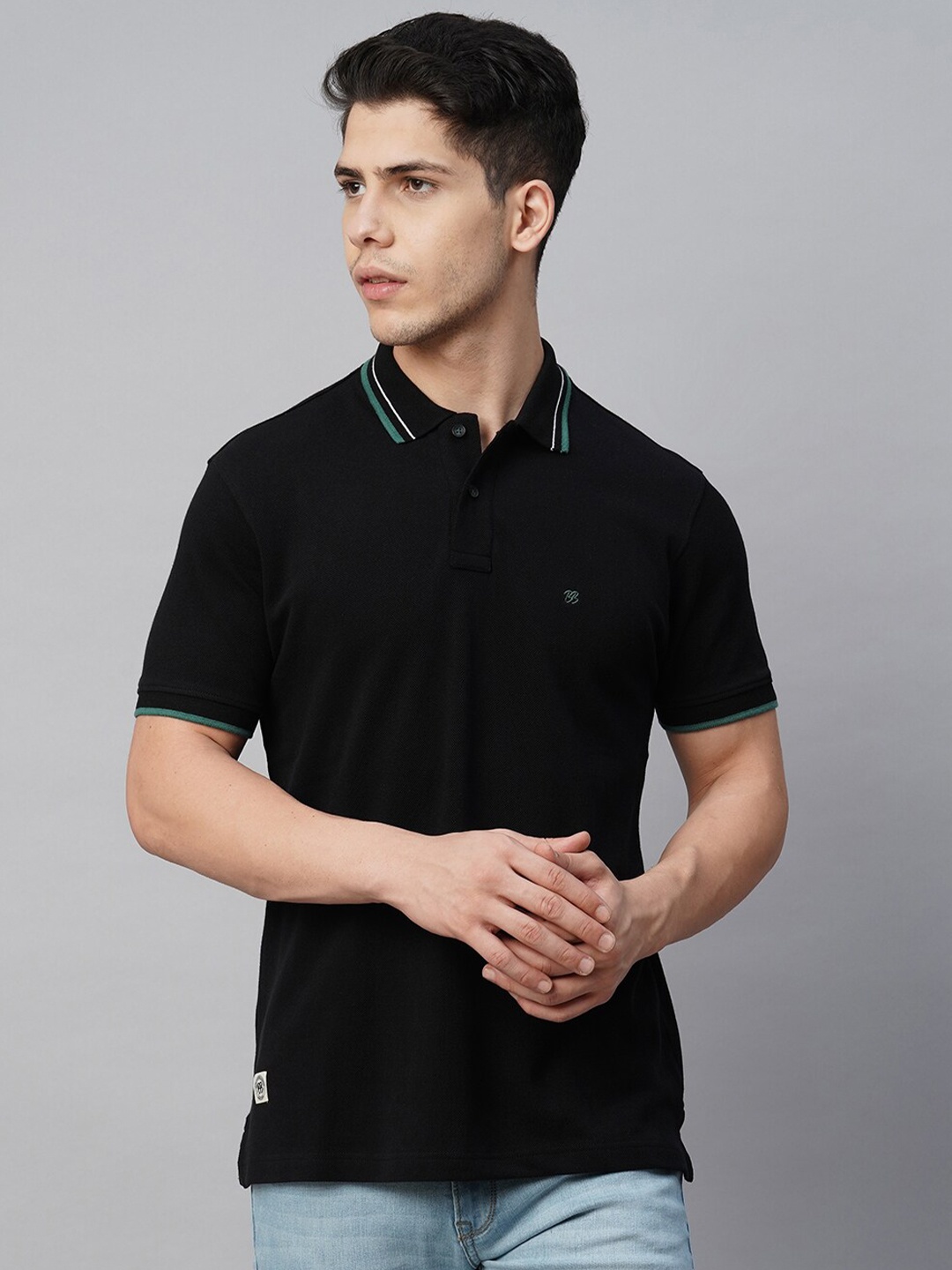 

Blue Buddha Polo Collar Cotton T-shirt, Black
