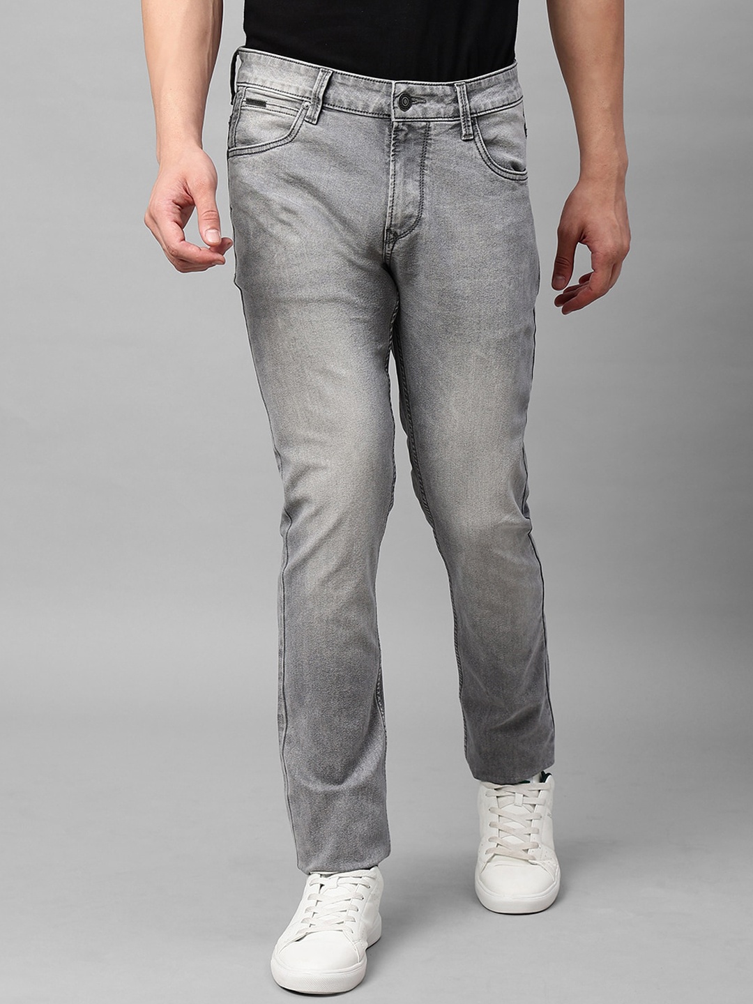 

Blue Buddha Men Clean Look Slim Fit Heavy Fade Stretchable Jeans, Grey