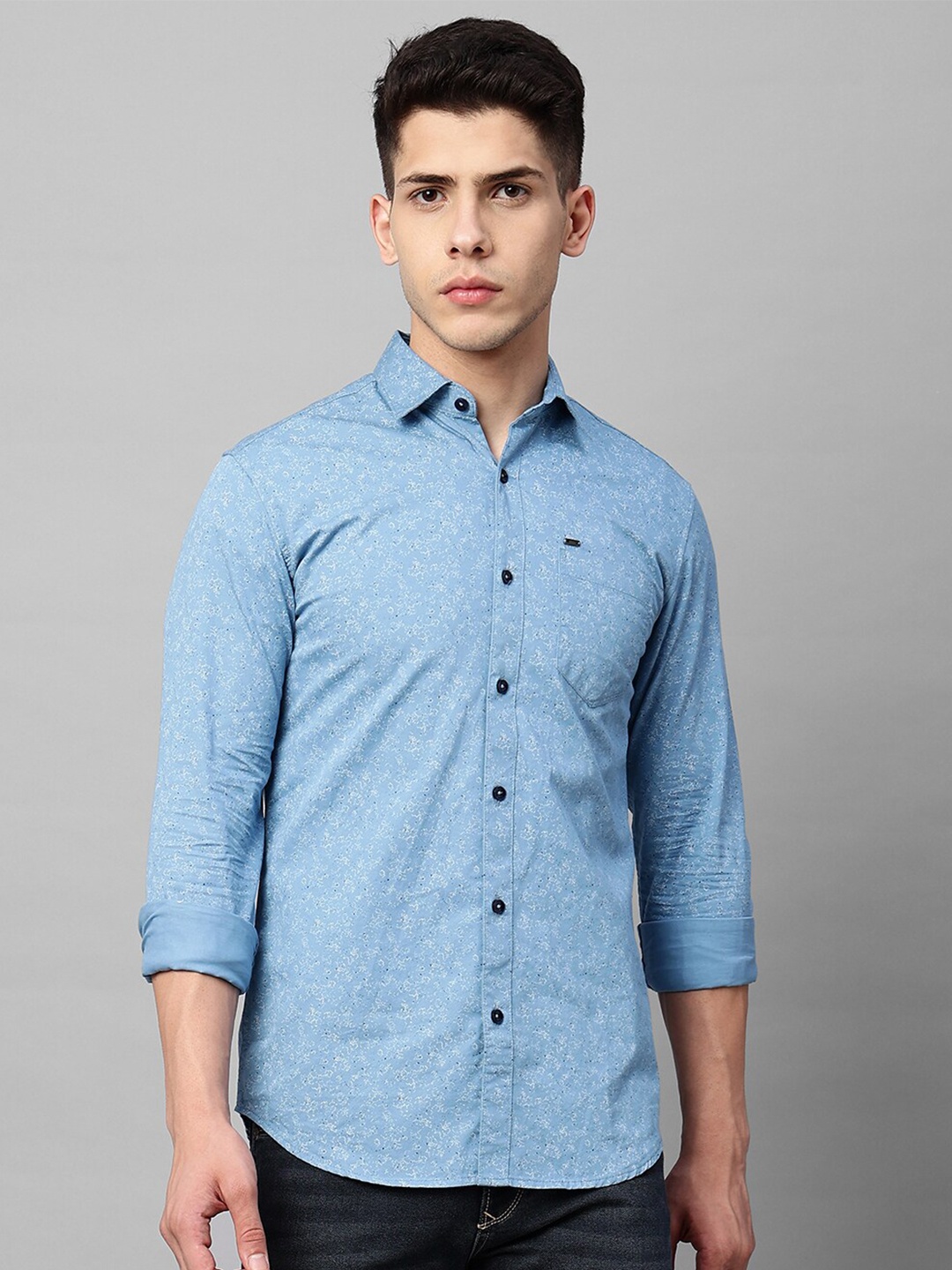 

Blue Buddha Micro Ditsy Printed Cotton Casual Shirt