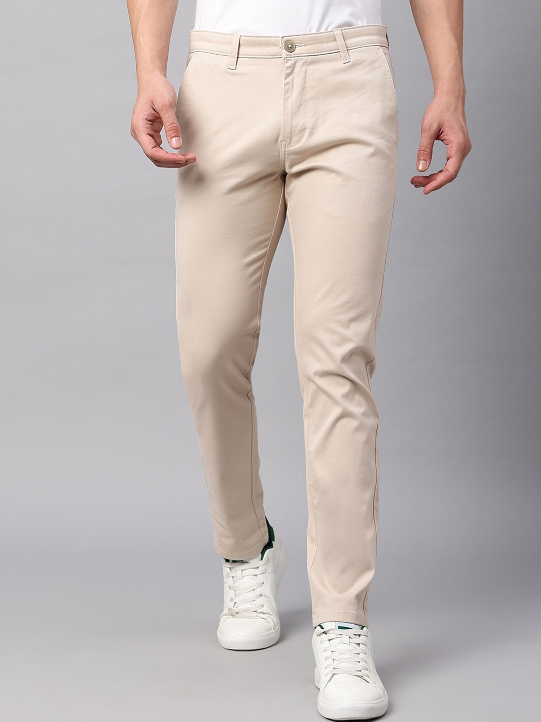 

Blue Buddha Men Mid Rise Slim Fit Cotton Chinos, Beige